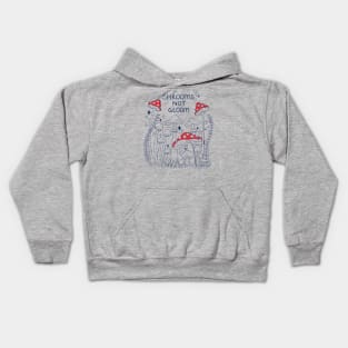 Shrooms, Not Plant (Mushrooms) - Red/Blue Kids Hoodie